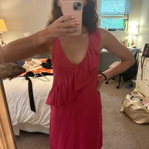 Women’s Pink Ruffle V-Neck Dress